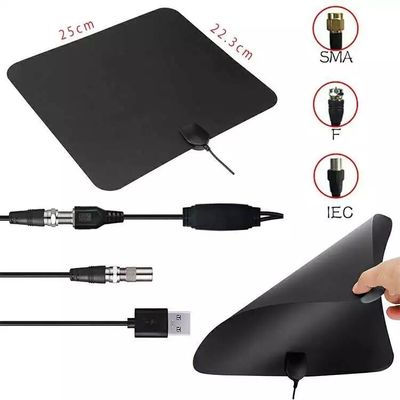 Free Channel TV Antenna with IEC Male Connector and Satellite Receiver in Packing Box