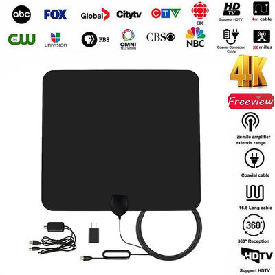 Free Channel TV Antenna with IEC Male Connector and Satellite Receiver in Packing Box
