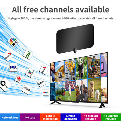 60 Miles Amplifier Signal Booster Flat HD Digital Indoor Antenna For Tv and Performance