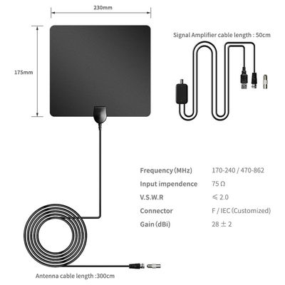 Wireless DVB T2 SU HDTV Indoor Outdoor Power Digital TV Antenna with Private Mold