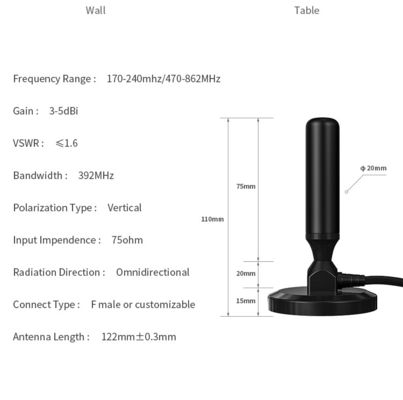 Pole Coaxial Connector for TV Antenna ABS Material 147-230MHz/470-862MHz Frequency