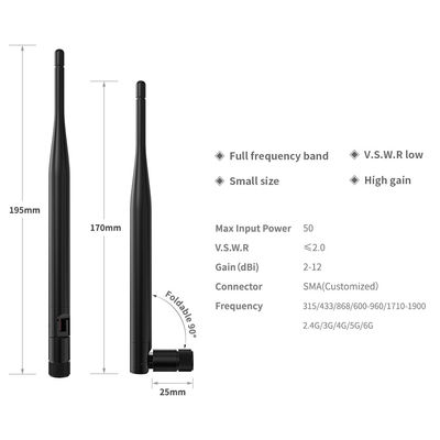 2400-2500mhz/5000-5800MHz/600-6000mhz High Power SMA Connector Mini GSM RF Antenna