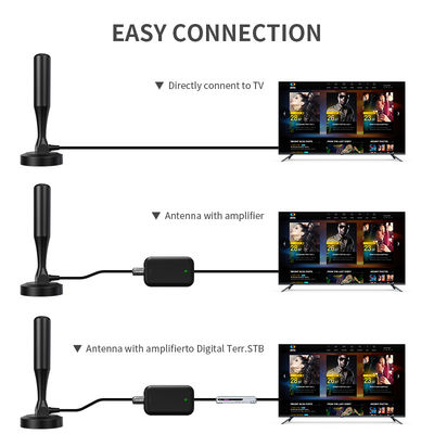 IEC/F Male Connector ABS Indoor Black Digital TV Antenna for Clear Digital Signals