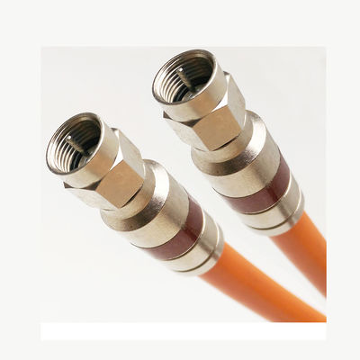 F6 Bare Copper TV Cable for CCTV System Steel Wire Messenger Male RF CATV Connector