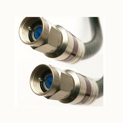 F6 Bare Copper TV Cable for CCTV System Steel Wire Messenger Male RF CATV Connector