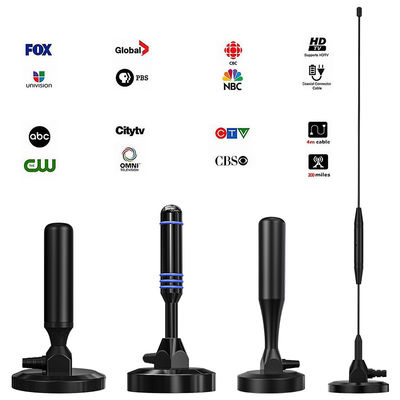 IEC/F Male Connector ABS Indoor Black Digital TV Antenna for Clear Digital Signals