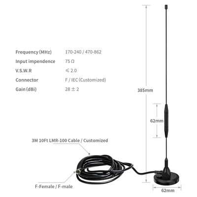 50W Input Power Private Mold VHF/UHF 40-890MHz Outdoor Digital TV Antenna Signal Booster
