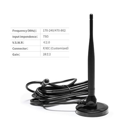 360 Degree Long Range Vhf Uhf Digital Tv Antenna with 28dBi Gain and RG174 Cable