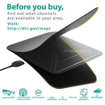 HDTV Digital Antenna Indoor Amplified Antenna 60-80 Miles Range Flat TV antenna