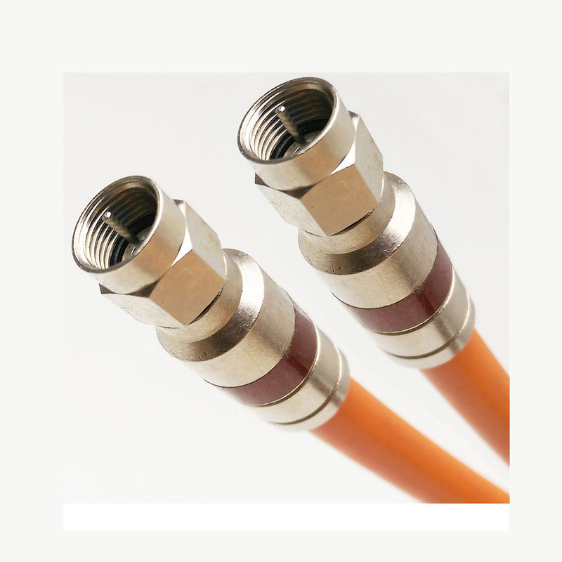F6 Bare Copper TV Cable for CCTV System Steel Wire Messenger Male RF CATV Connector